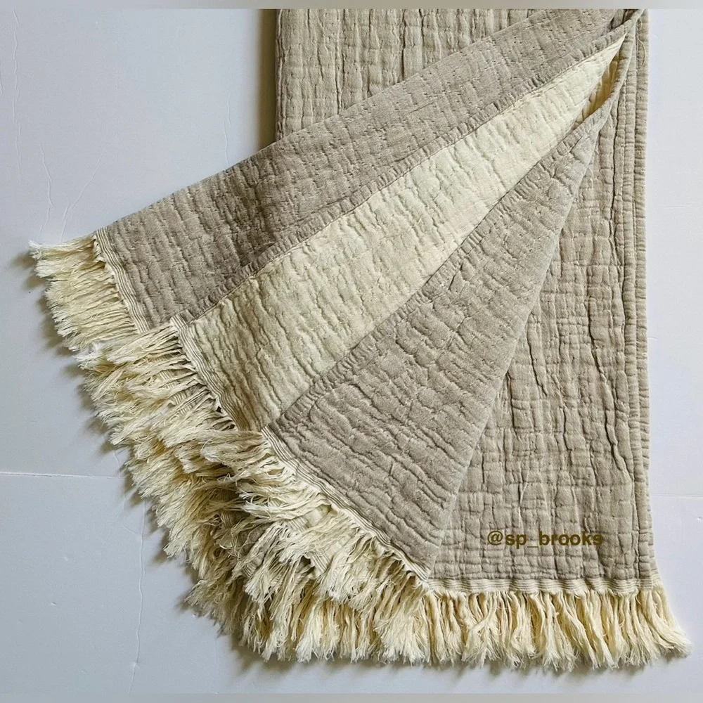 🎁Texteis Penedo Throw Blanket  - Taupe - Made in Portugal Cotton Throw